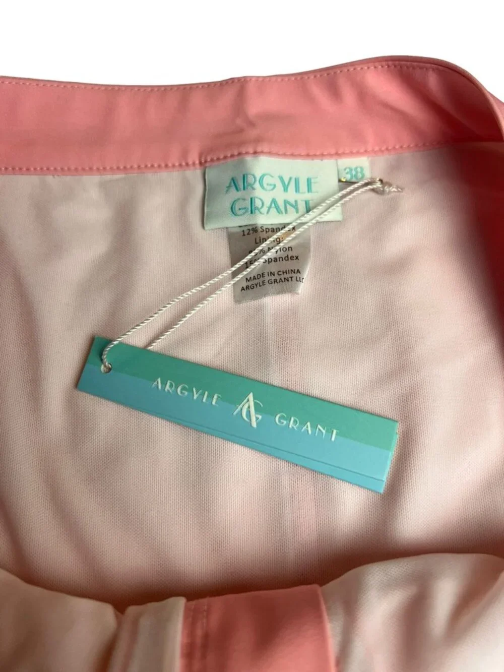 New Men's Argyle Grant pink swim trunks size 38